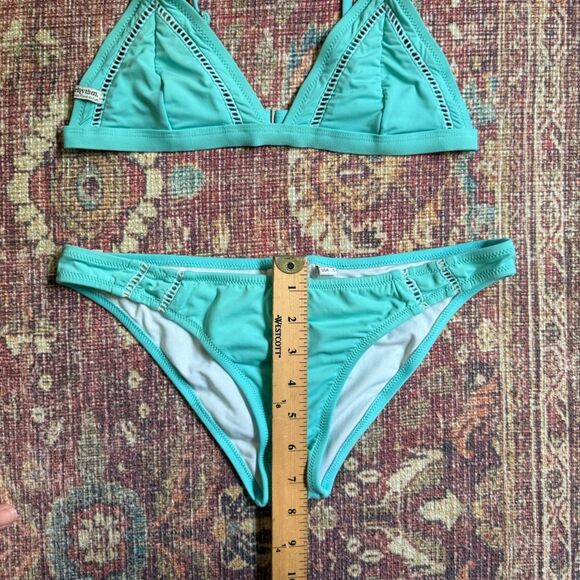 Women’s Small Rhythm Made for Adventure Teal Blue Triangle Bikini Set - Picture 4 of 8